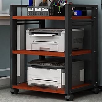 Heavy Duty 3-Tier Audio Video Stand - Multi-Functional AV Equipment Cabinet for Gaming & Recording Rooms - Open Storage Rack in Teak Finish