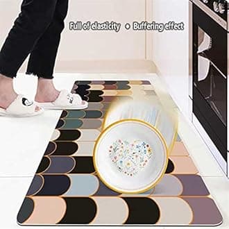 Modern Kitchen Rugs, Geometric Patterns Non Slip Leather Floor Mats, PVC Waterproof Outdoor Carpet, for Home Bedroom Living Room Bath Area Rugs, Customizable,120x150cm