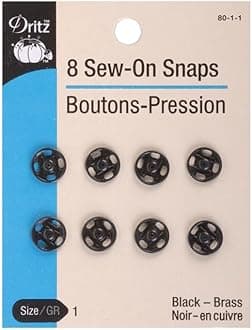 Dritz(R Black Sew-On Snaps - Size 1 8/Pkg