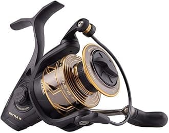 Battle Spinning Reel Kit, Size 5000, Includes Reel Cover and Spare Anodized Aluminum Spool, Right/Left Handle Position, HT-100 Front Drag System
