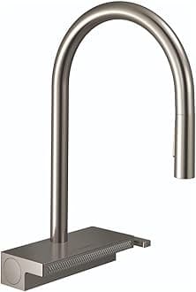 hansgrohe Aquno Select Stainless Steel High Arc Kitchen Faucet, Kitchen Faucets with Pull Down Sprayer, Faucet for Kitchen Sink, Magnetic Docking Spray Head, Stainless Steel Optic 73837801