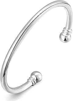 925 Silver Bangle Bracelet, Fashion Jewelry Simple Cuff Bangles for Women Mom Wife Valentine Mothers day Gift