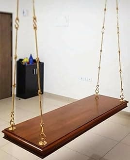 Generic Jairi Traders, 2 Seater Wooden Garden Swing/Playing Jhula (With Stainless Chain In 7 Ft &) 4X2 Feet - 30 Cm, 60 Cm, 5 Cm