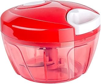 Cambom Manual Food processor and Chopper Portable Blender Red 2 Cup Garlic Crusher Onion Grinder for Vegetables, Nuts and Meat by Valuetools
