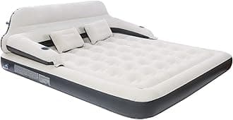 Queen Air Mattress for Tents Camping - 9" Raised Portable Double Inflatable Couch with Soft Backrest Patch Kit - Blow Up Bed for Car Travel/Overnight Outdoors/Family Leisure