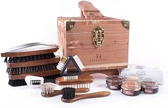 FootFitter Premium Professional Aromatic Grand Cedar Shoe Shine Valet Set - All In One Shoe Care Kit for Leather/Suede