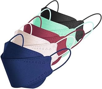 Rmaytiked 50Pcs 4-Ply KF94 Multicolored Face Masks Breathable 3D Mouth Shields Filter navy nude pink burgundy mint black