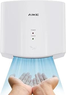 Air Wiper Compact Hand Dryer, High-Speed Drying, 1400W 220V, Plug & Go, Paperless Touchless for Public Bathroom, AK2630S (White)