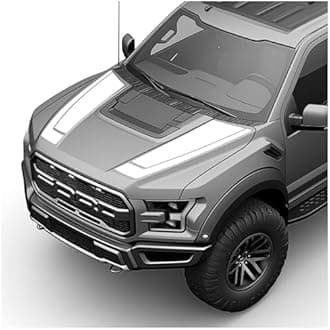 BENINI DESIGN STUDIO Hood Blackout Racing Stripes Vinyl Decal Sticker Kit- Compatible with Ford F150 Raptor 2014-2020 (Style 5, White)
