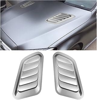 Blilo Car Hood Vents, 2PCS Universal Hood Air Vents for Car Hood Scoop, Bonnet Vent Hood Air Intake Trim Cover (Silver)