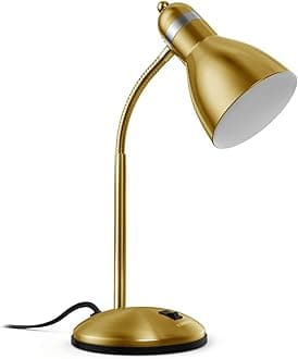LEPOWER Metal Desk Lamp, Goose Adjustable Table Lamp, Gold, for Bedroom, Study Room and Office