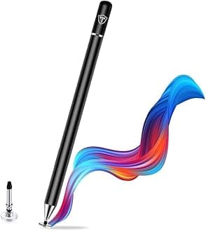 Tukzer Universal Stylus Pen for Smartphone/Tablet/iPad/Pro/Air/iPhone/iOS/Android/All Touch Screens Devices| Fine Point Disc Tip, Lightweight Aluminum Body Magnetic Cap Drawing Writing (Black)