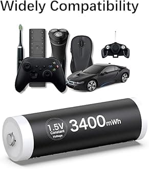 Deleepow AA Rechargeable Batteries Lithium, 3400mWh 1.5V with 2 Hours Fast USB LCD Charger, for Household, Cordless Phones, Remote Controls, Electronics (4 Pack)