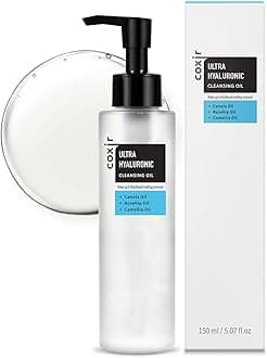 coxir Ultra Hyaluronic Cleansing Oil - Gentle Korean Oil Cleanser for Makeup, Blackheads & Pore Care, Multi-Layer Hyaluronic Acid, Vegan Formula for All Skin Types, Non-Comedogenic, 5.07 fl oz