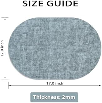 BARTHKIT Placemats for Dining Table Set of 6 Non-Slip, Heat Resistant Oval Leather Placemat Double Layer, Waterproof Table Mats Easy to Clean for Kitchen Dining Room, Light Blue