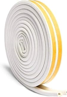 MMT Acoustix® White Vaccum Tech Window & Door Seal Tape Self-Adhesive 3M| 20 Ft Soundproofing, Dust Proof, Door/Window Seal Strip | EPDM D Shaped to Fill Door Gaps | 1 pc