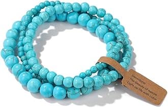 3Pcs Healing Crystal Turquoise Bracelets for Women Men 8mm 6mm 4mm Natural Stone Beaded Stretch Bracelet Jewelry Gifts for Women Girl