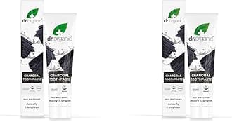 Dr Organic, Organic Charcoal Toothpaste, Natural, Vegan, Cruelty Free, Paraben & SLS Free, Whitening, 100ml (Pack of 2)