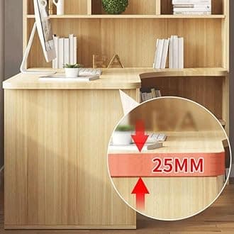 CraftThink Computer Desk with Drawers and Bookshelf, Rustic Wood Corner Desk Writing Desk Table Student Desk Writing Laptop Home Office Desk for Home Office Study,White Color 55" L x 31" W x 29" H