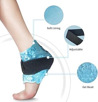 Ankle Foot Ice Pack Wrap for Injuries Reusable, Gel Bead ice Pack, Instant Pain Relief for Achilles Tendonitis, Plantar Fasciitis, Foot Heel - Soft Polyster Lining. (ATP028 #6 Blue)