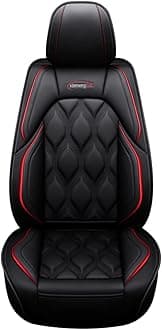 Front and Back Seat Covers 5 Pieces For Ford Mustang 2004-2023 Leather Cushion Protector Waterproof Vehicle Covers,(Color:black and red lines)
