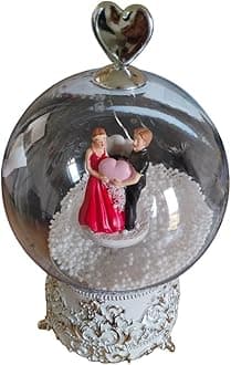 DEVANSHI Cute Couple Snow Globe with Magical Snow | Glass Globe with Light Gifts | Love Showpiece for Home Decor and Occasional Gift for Birthday, Anniversary, Valentine's Day