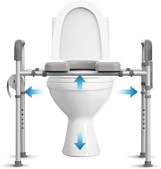 Raised Toilet Seat with Handles - FSA/HSA Eligible Width & Height AdjustableToilet Seat Risers for Seniors, Heavy Duty Handicap Toilet Seat Riser, Fit Any Toilet, Up to 400lbs, Dark Gray