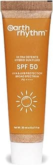Earth Rhythm Ultra Defence Sunscreen SPF 50 for Daily Usage | PA++++,Non Sticky/Non Greasy, Leaves No White Cast | For Oily, Sensitive, Acne Prone or Dry Skin| Men & Women - 20 ml