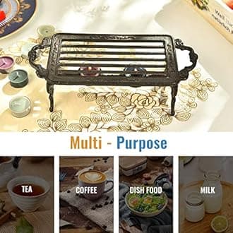 Sungmor Heavy Duty Cast Iron Teapot Dish Warmer Stable Holder for Tealight Stand | Tealight Warmer Decorative Stove for Villa Yard Balcony-Rectangle