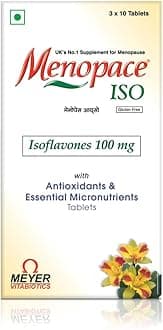 Menopace Iso 30 Tablets With Isoflavones, Amino Acids & Essential Vitamins To Support Menopause Symptoms, Reduces Hot Flashes, Night Sweats & Mood Irritation | Vegetarian 30 Tablets