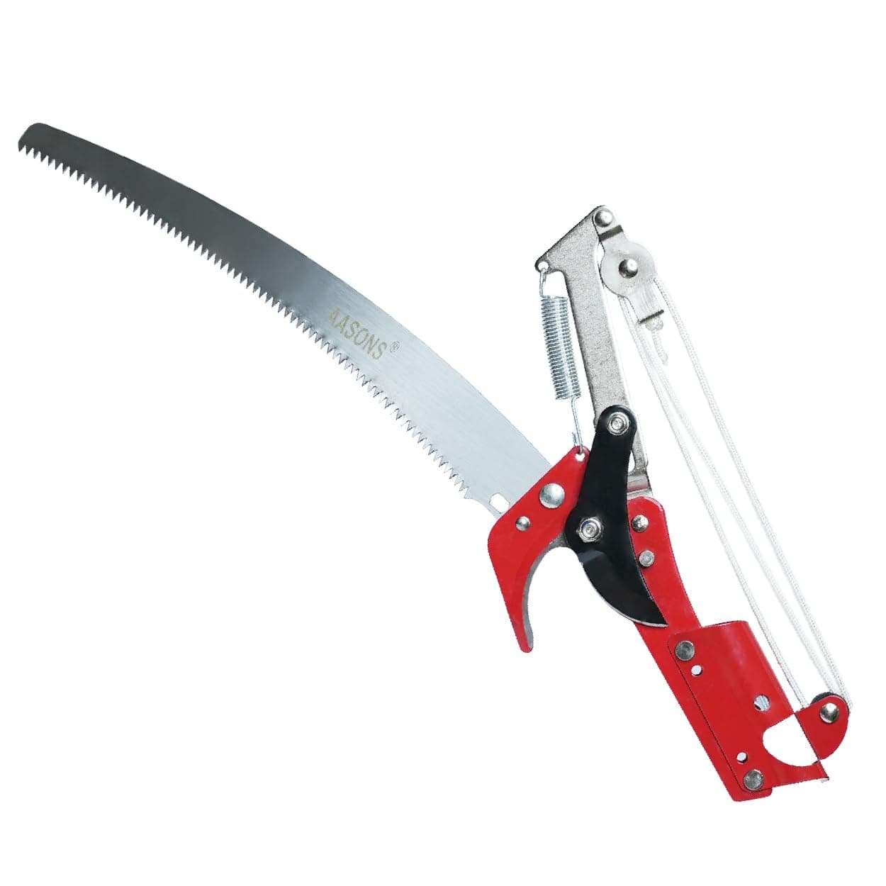 2-Way Long Reach Extendable Trimmer Pole Pruner 350mm & Tree Pruning Saw Branch Cutter For Sawing & Shearing Lopper Fruit Picker Harvester Trimming Clipper Tool | 2.5m Rope Line (Without Pole)