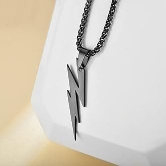 Necklaces for Men Pendant Fashion Jewelry Men Necklace Unisex Chain Solid Color Thunder Flash Shape Neck Decoration Hip Hop Style Geometric Men Necklace Valentine Gift for He
