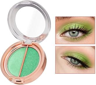 Double Color Eye Shadow Palette - High Pigment Matte Shimmer Metal Powder, Waterproof and Durable (08#Shallow Lake Green)