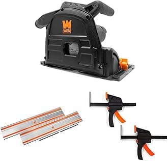 WEN CT1065 10-Amp 6.5-Inch Plunge Cut Sidewinder Circular Track Saw, Black With 110-Inch Guide Rail, Adapters, and 6" Quick Release Clamps (2 Pack)