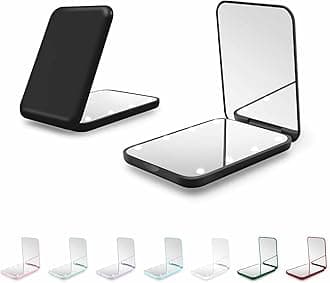 Compact Mirror, 1X/3X Magnification LED Pocket Mirror with Nternal BIattery, Mini Mirror for Purse, Pocket,Travel and Present (Black)
