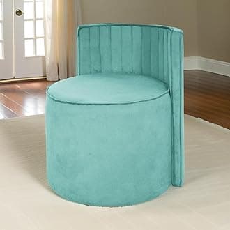 ROUNDHILL FURNITURE Ottoman Pouffes Sitting Mudda with Backrest for Home Décor Living Room - Light Blue