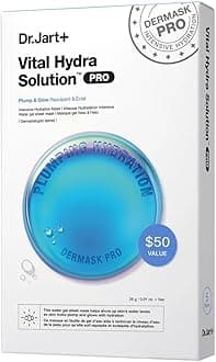 Dermask Vital Hydra Solution Glow Korean Face Mask with Hyaluronic Acid for Glass Skin | Sheet Mask | Korean Skin Care, 5 Pack