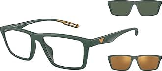 Emporio Armani Men's Ea4189u Universal Fit Prescription Eyewear Frames with Two Interchangeable Sun Clip-ons Rectangular