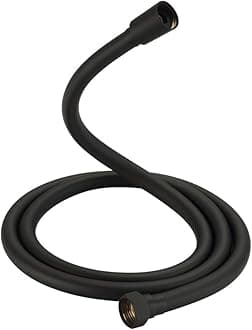 G852B-18 PVC Smooth Black Universal Shower Hose 1.8m, Replacement Shower Pipe with Brass Connections, Flexible Anti-Twist