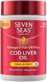 Cod Liver Oil One-A-Day Omega-3 Fish Oil and Vitamin D, 60 Capsules, 2 Months Supply