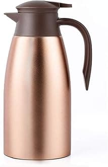GearRoot68oz Coffee Carafe Airpot Insulated Coffee Thermos Urn Stainless Steel Vacuum Thermal Pot Flask for Coffee, Hot Water, Tea, Hot Beverage - Keep 12 Hours Hot, 24 Hours Cold -Gold