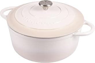 Cast Iron Dutch Oven with Lid – Non-Stick Ovenproof Enamelled Casserole Pot, Oven Safe up to 500° F – Sturdy Dutch Oven Cookware – Cream, 6.4-Quart, 28cm –