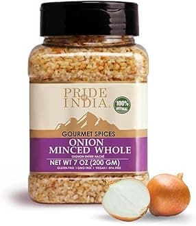 Minced Onion 7 oz (200 gm)- Ready to Use Fresh Onion- Time Saving Sweet & Salty Flavoured Ingredient- For Ramen, Soups, Meatballs, Marinades, Sauces- Gluten Free, Vegan, Non-GMO