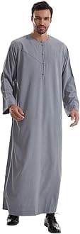Men's Muslim Clothes Durable Kaftan Robe Dubai Long Gown Ethnic Clothes,1pc Soft Robe