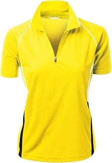 Women's Coolon 2 Tone Collar Zipup Polo T-Shirt