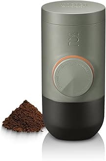 WACACO Minipresso GR2 Portable Espresso Maker Compatible Ground Coffee, Espresso Machine 18 Bar Manually Operated（Olive Grey）