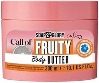 Soap & Glory Call of Fruity Body Butter - Moisturizing Body Cream with Vitamin E, Coconut Oil & Aloe Extracts - Tropical Fruits, Juicy Melon & Hibiscus Cocoa Butter for Dehydrated Skin (300ml)