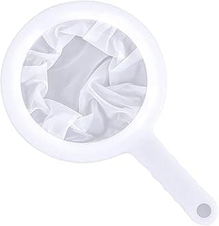 White Plastic Mesh Strainer 400 Mesh Ultra-Fine Nylon Mesh Sieve with Handle Food Grade PP Strainer for SOYA Milk Juice Coffee Tea and Other Liquid