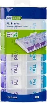 Drive Medical 350lb Folding Steel Commode Chair Bundle with Ezy Dose 7-Day AM/PM Push Button Pill Planner