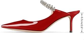 MIRAAZZURRA Women Heeled Mules Rhinestone Strappy Pointed Toe Mules Stiletto High Heels Slip On Bridal Sandals for Women